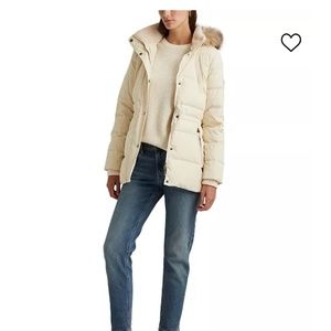 Women's Faux Fur Trim Hooded Puffer Coat Created for Macy's Ralph Lauren Small